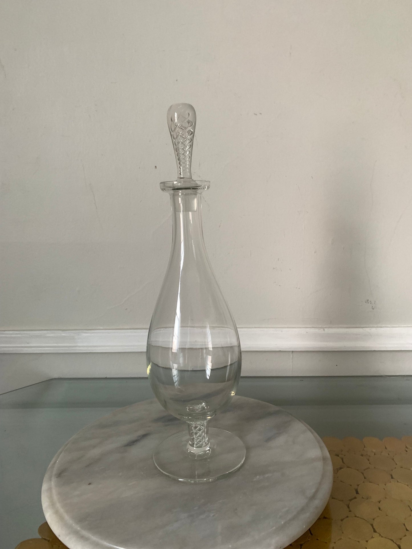 Vintage Tall Clear Decanter with Swirl Lid & Bottom