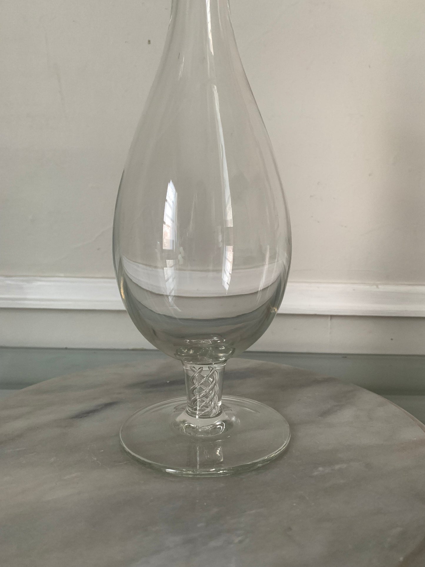 Vintage Tall Clear Decanter with Swirl Lid & Bottom