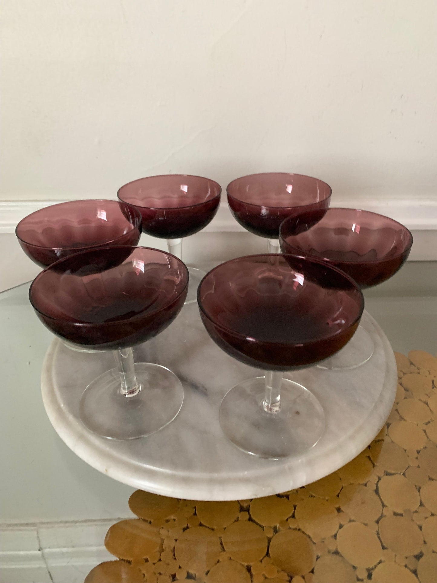 MCM Set of 6 Small Amethyst Champagne Saucers