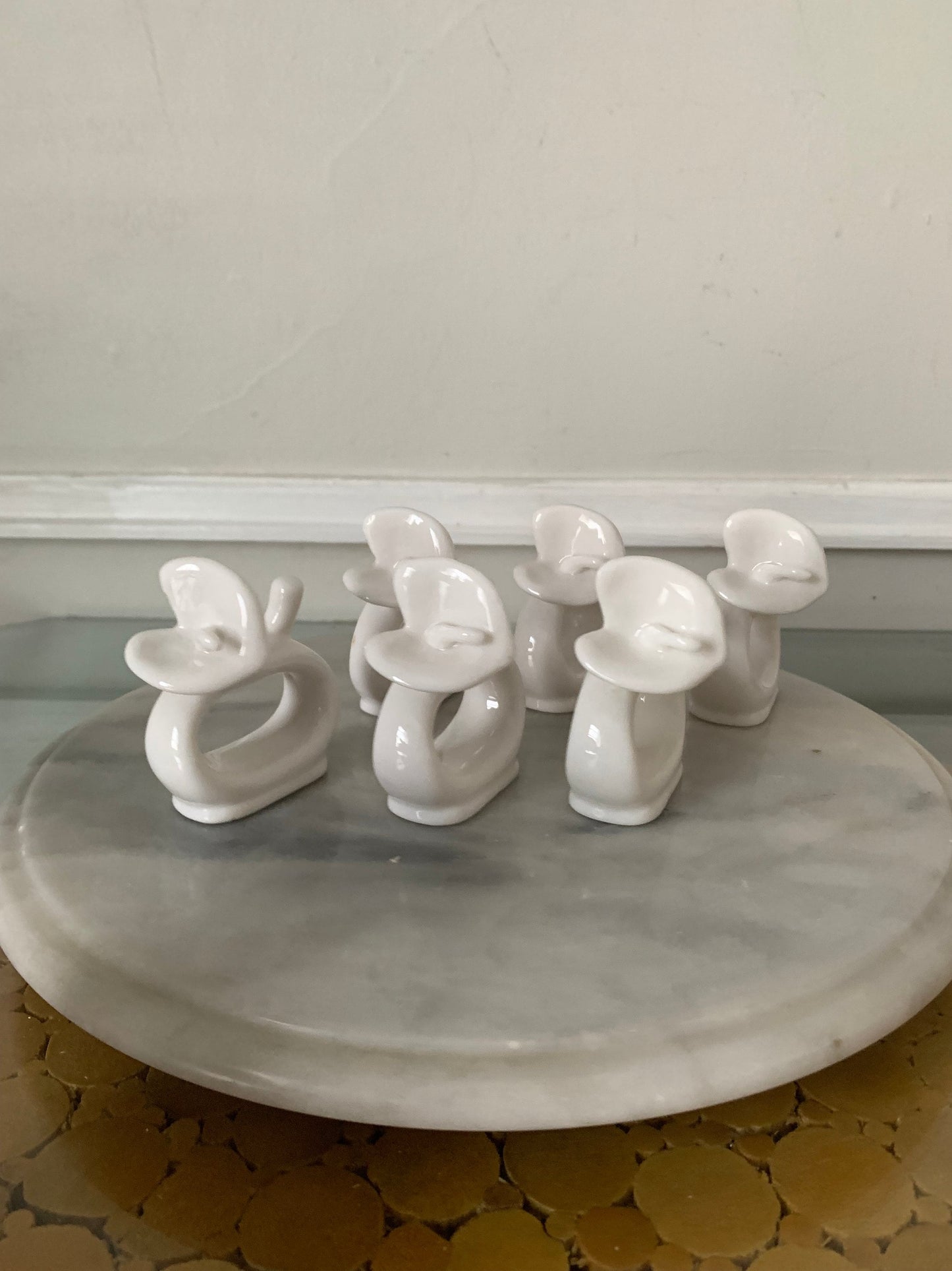 Set of 6 White Porcelain Calla Lily Napkin Rings