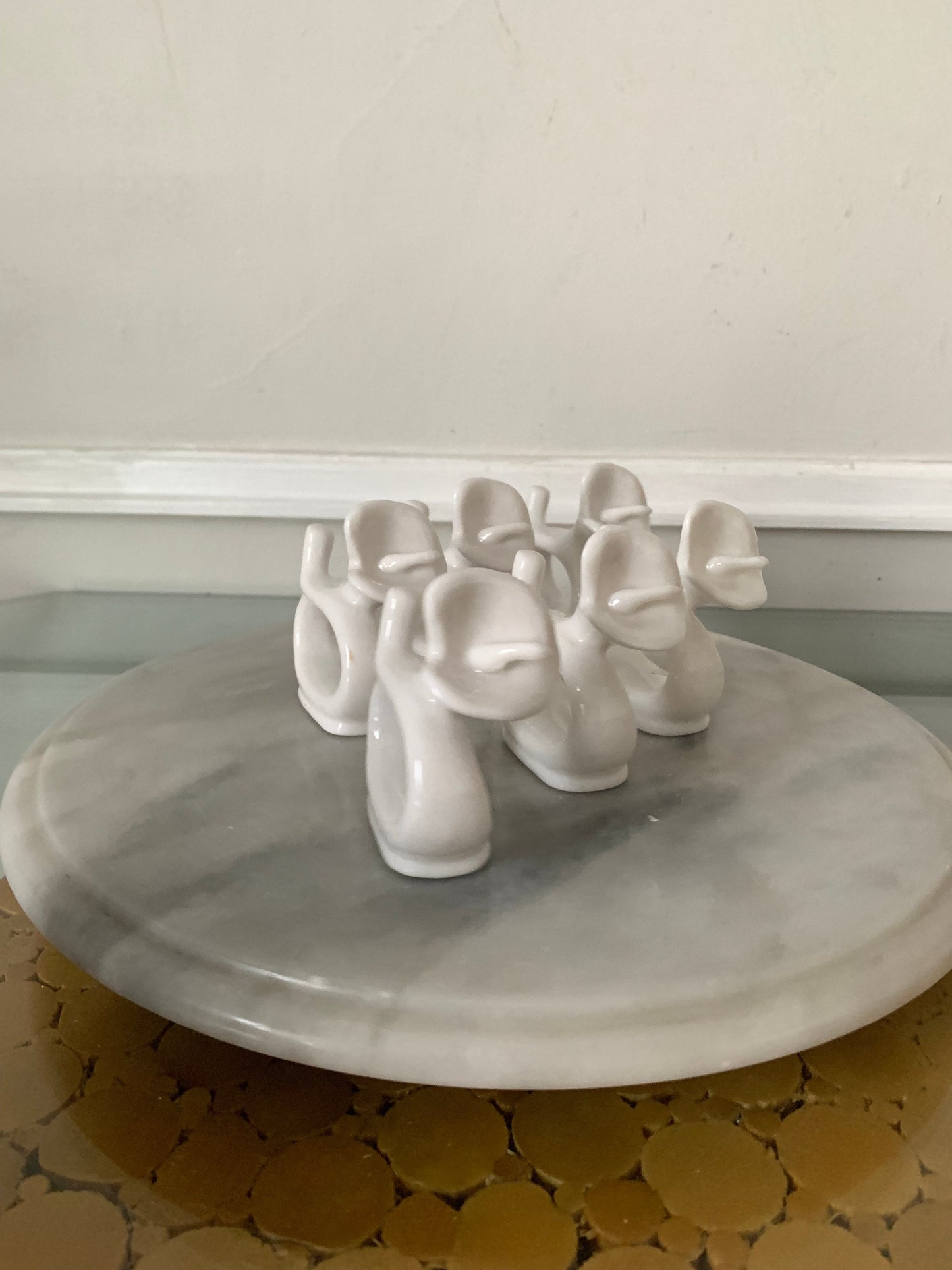 Set of 6 White Porcelain Calla Lily Napkin Rings