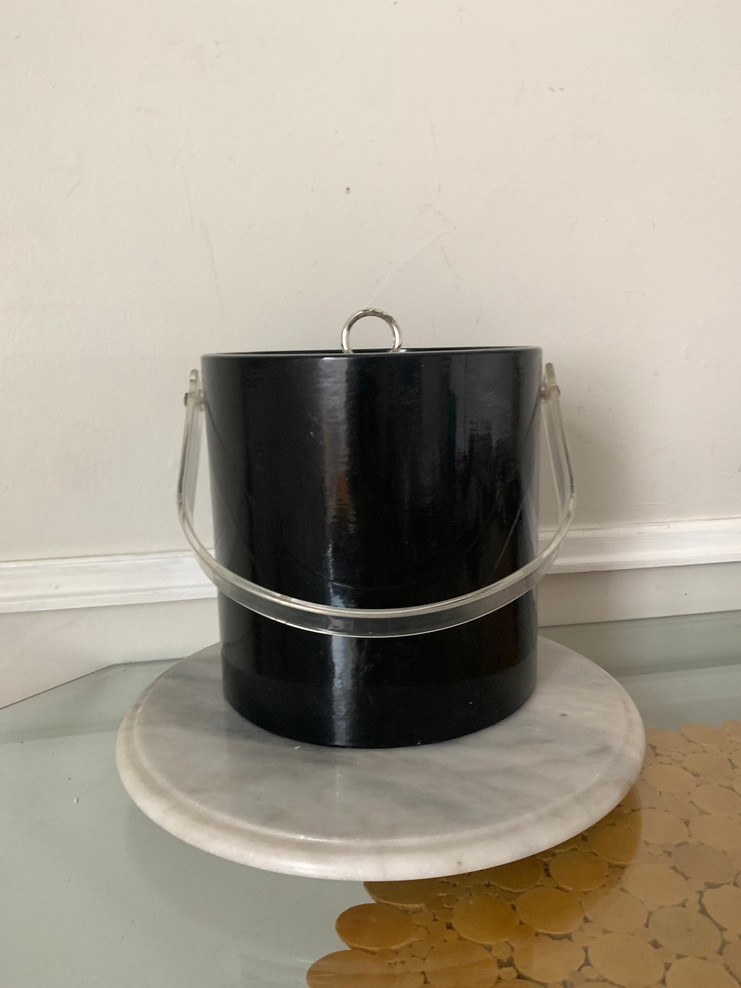 MCM Black Patent Leather Ice Bucket Made in USA