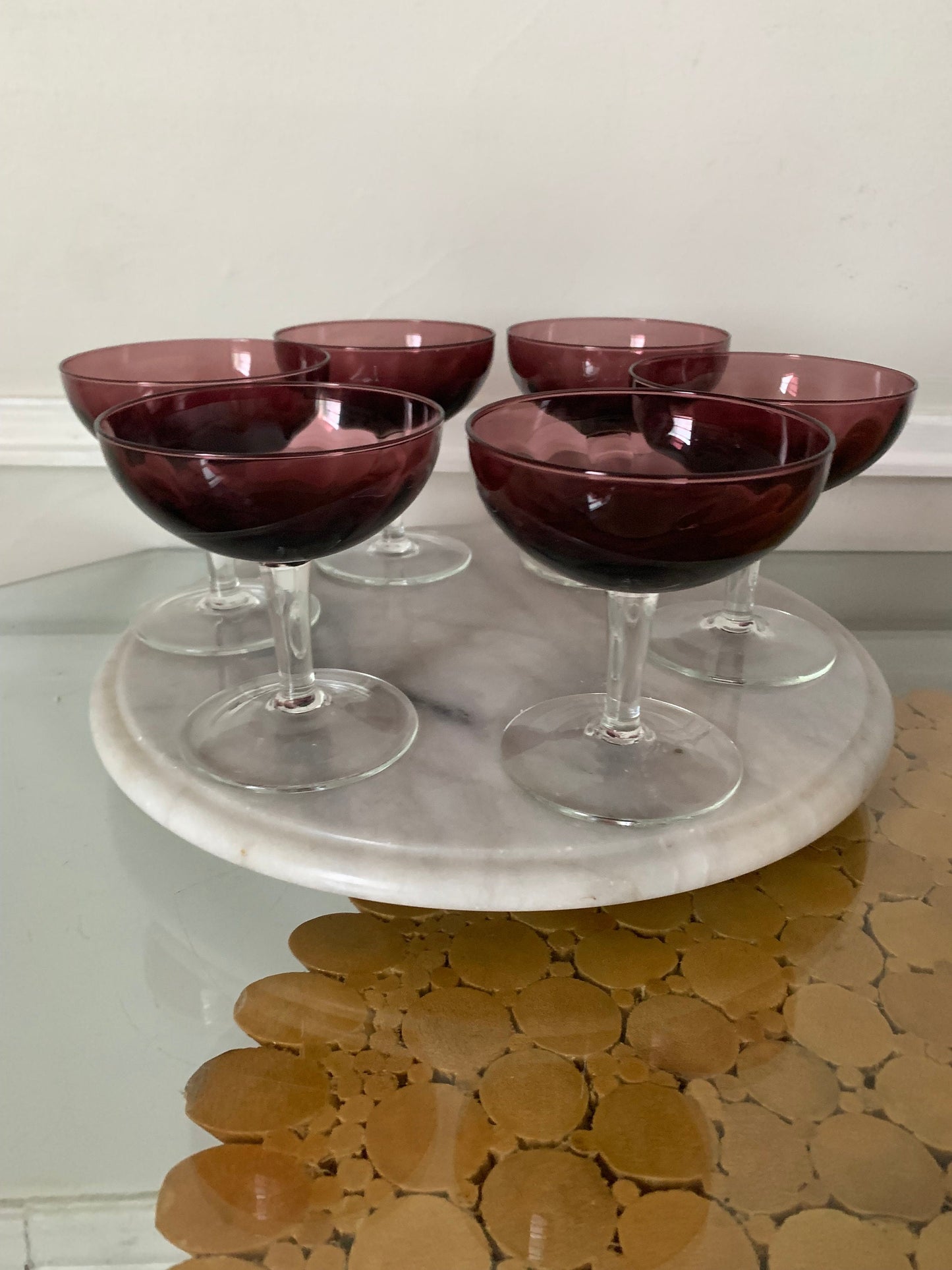 MCM Set of 6 Small Amethyst Champagne Saucers