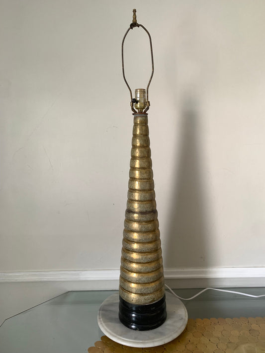 Extra Tall Ornate Vintage Etched Brass  Conical Table Lamp
