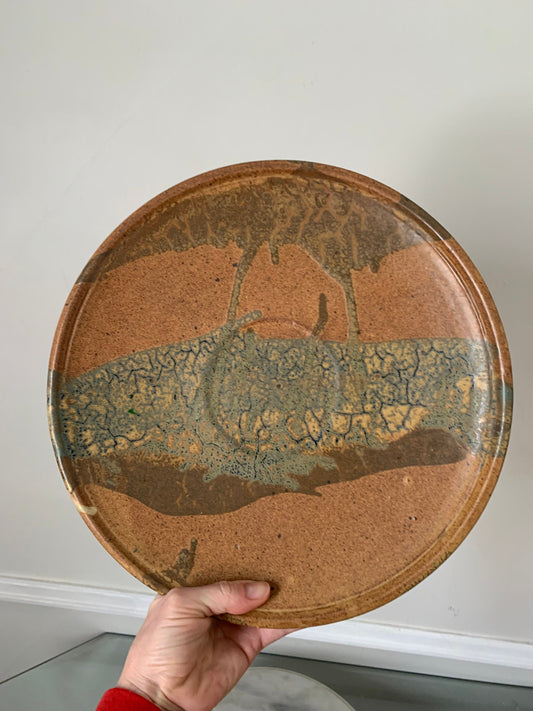 Large Handmade Natural Sandstone Colour Pottery Plate