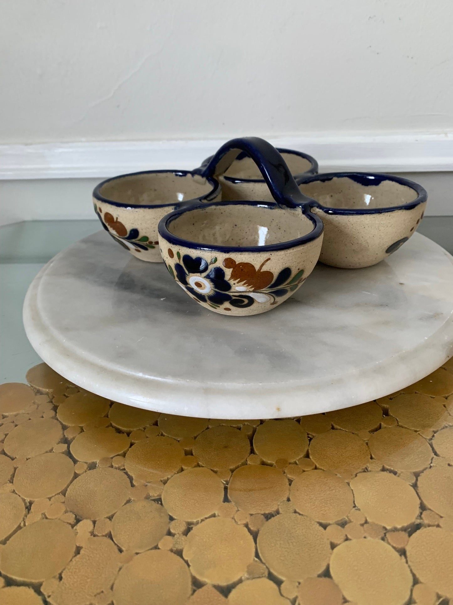 Retro Tonala Pottery Condiment Bowls Made in Mexico