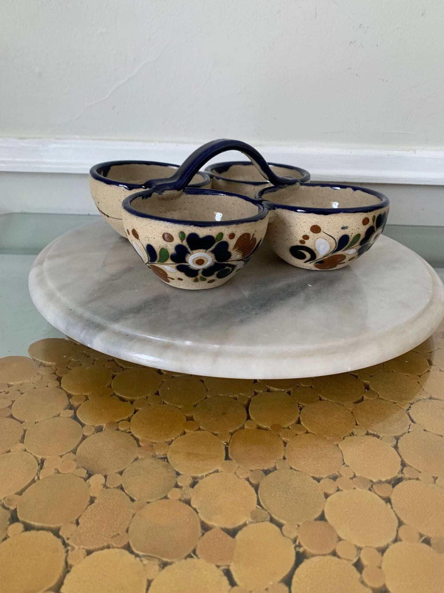 Retro Tonala Pottery Condiment Bowls Made in Mexico