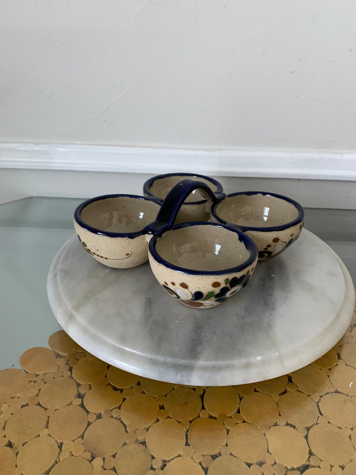 Retro Tonala Pottery Condiment Bowls Made in Mexico