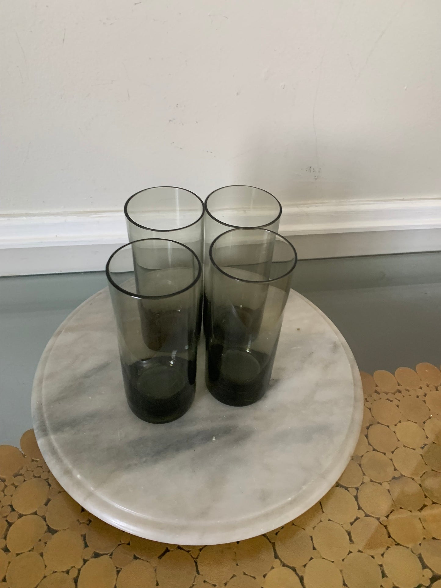 Vintage Set of 4 Clear Smokey Gray Tumblers