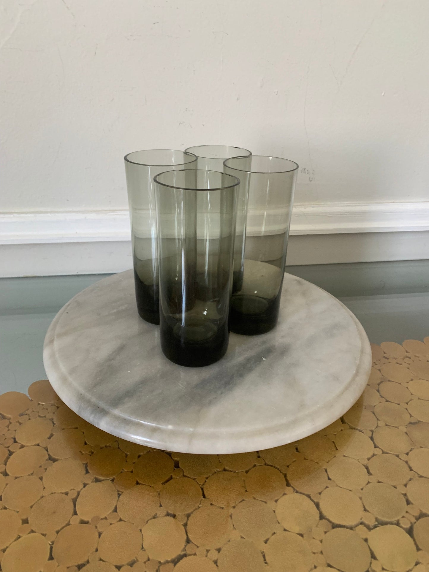 Vintage Set of 4 Clear Smokey Gray Tumblers