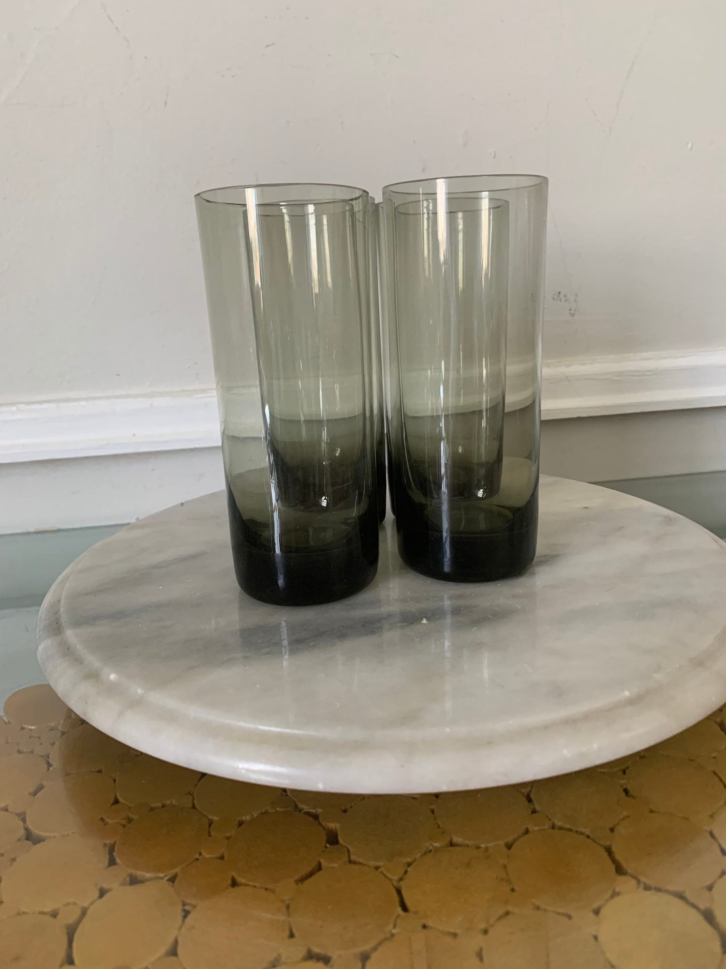 Vintage Set of 4 Clear Smokey Gray Tumblers