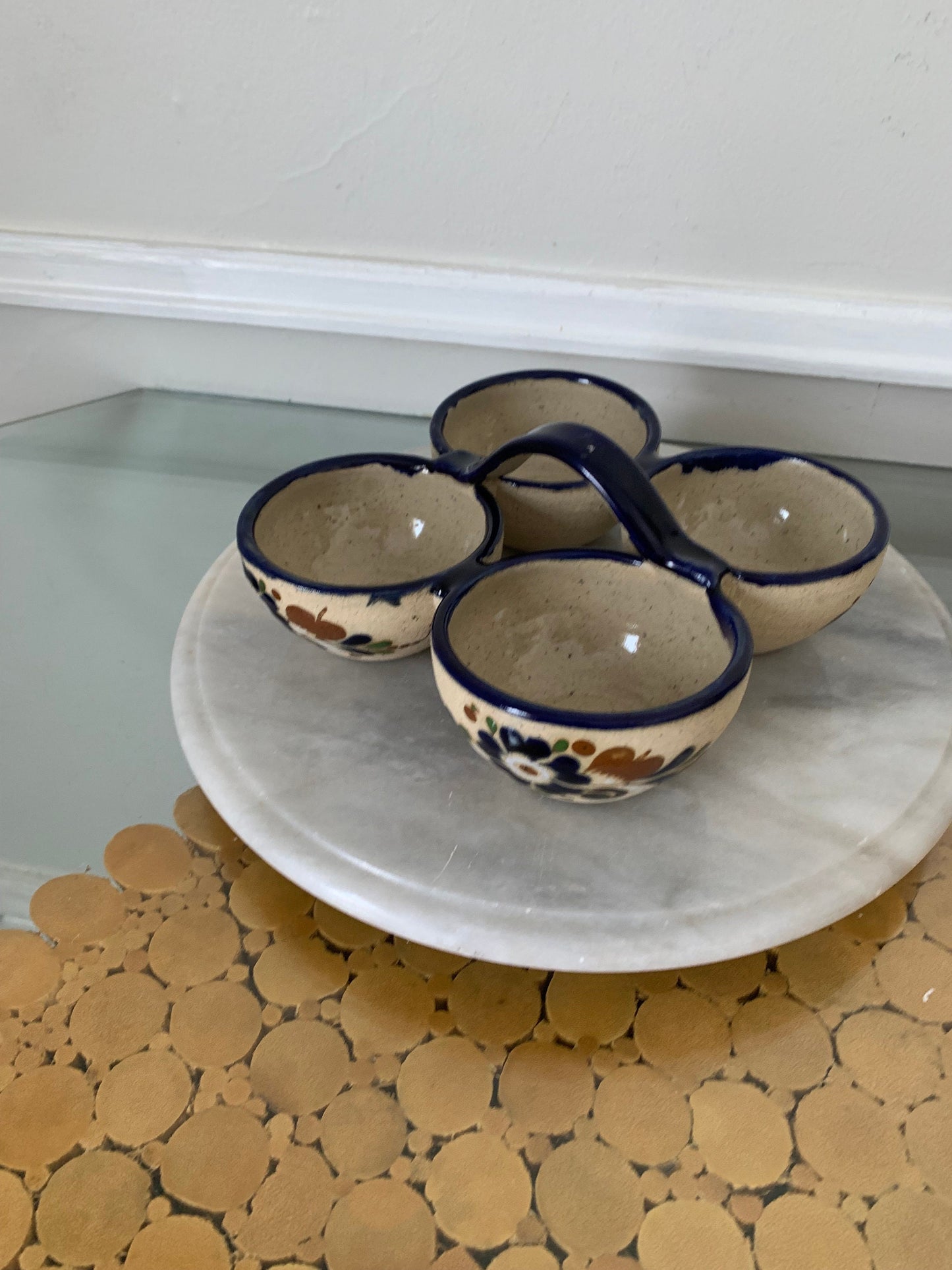 Retro Tonala Pottery Condiment Bowls Made in Mexico