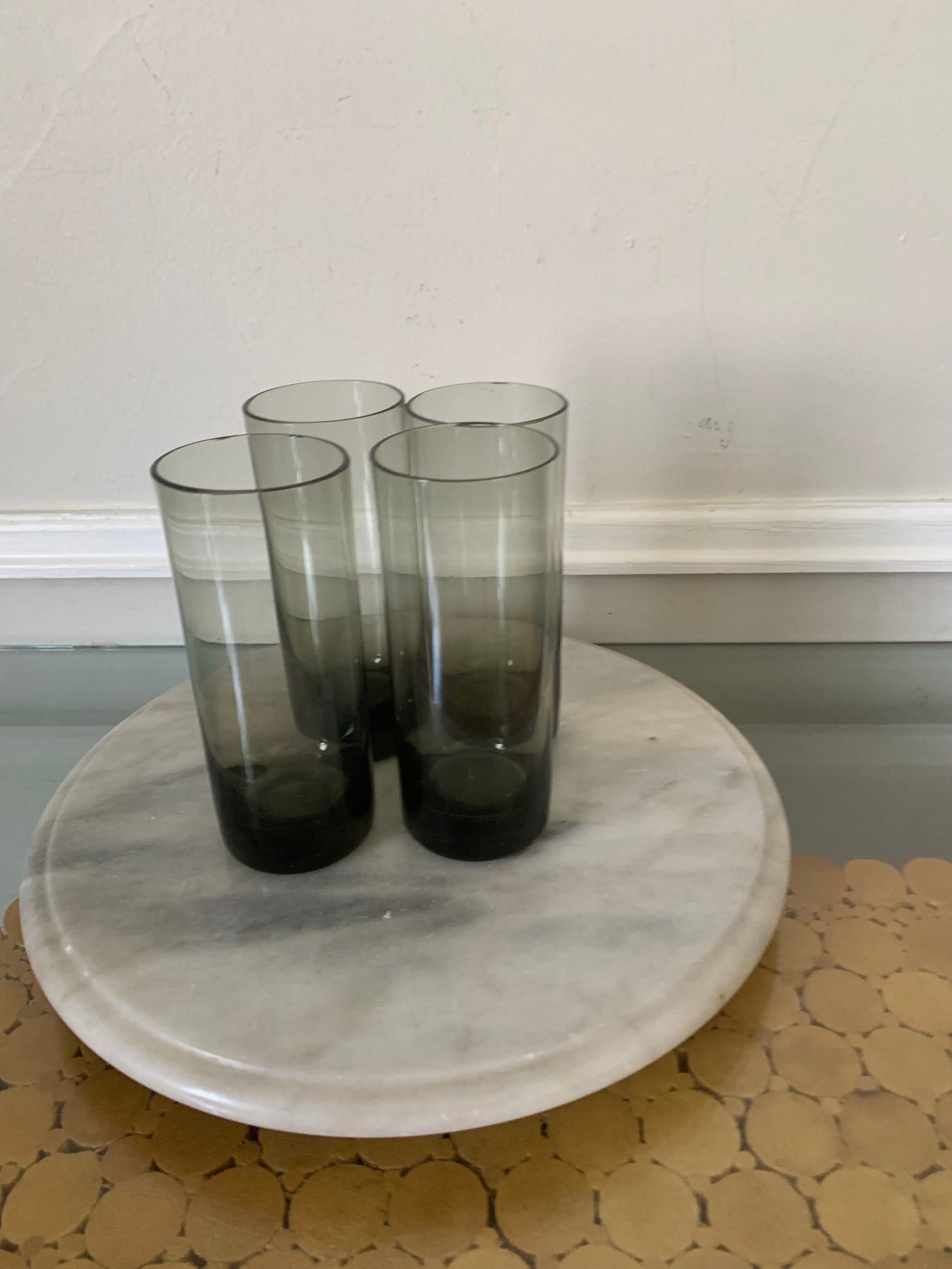 Vintage Set of 4 Clear Smokey Gray Tumblers