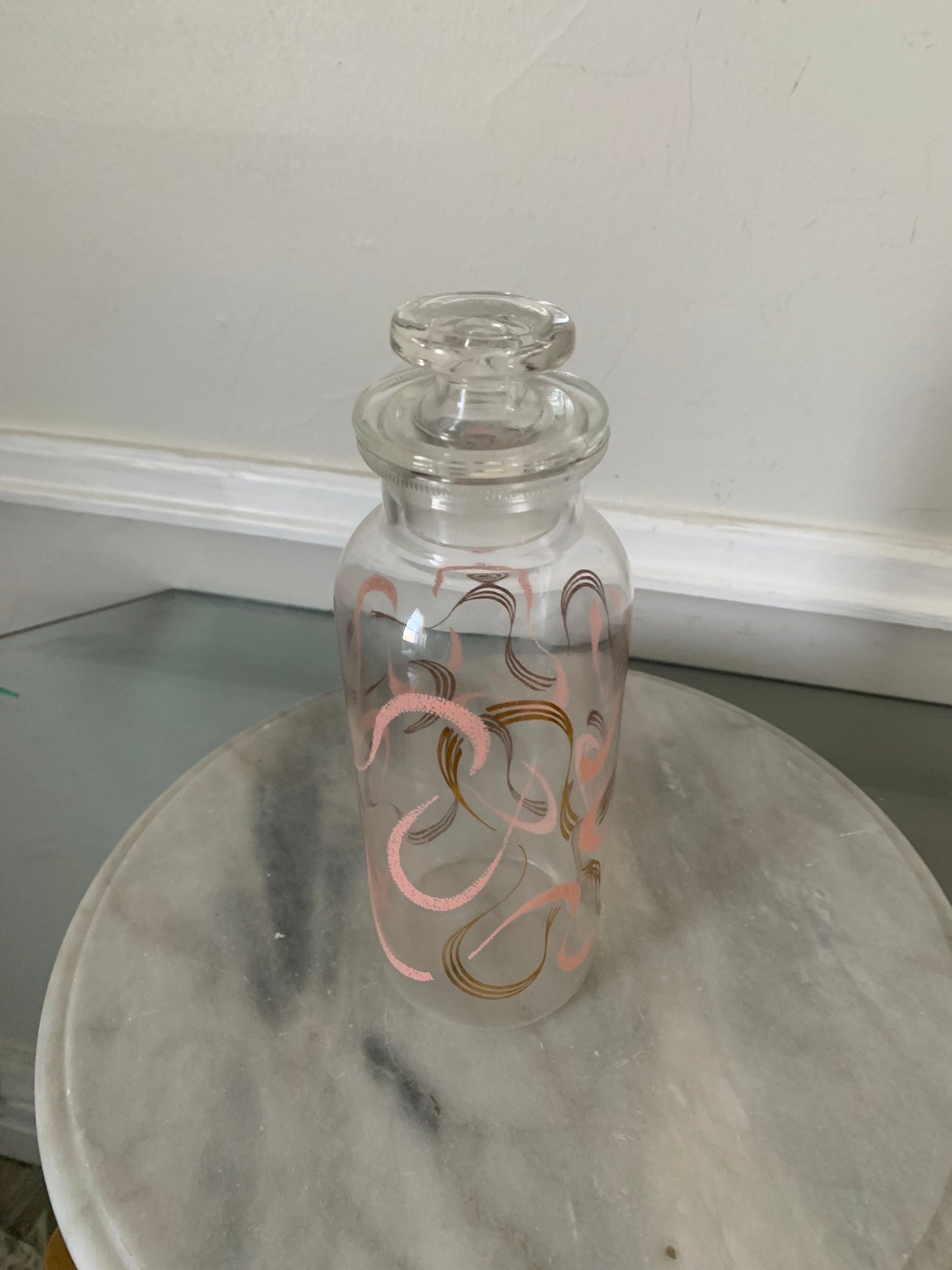 Vintage Pink & Golden Apothecary Jar with Lid