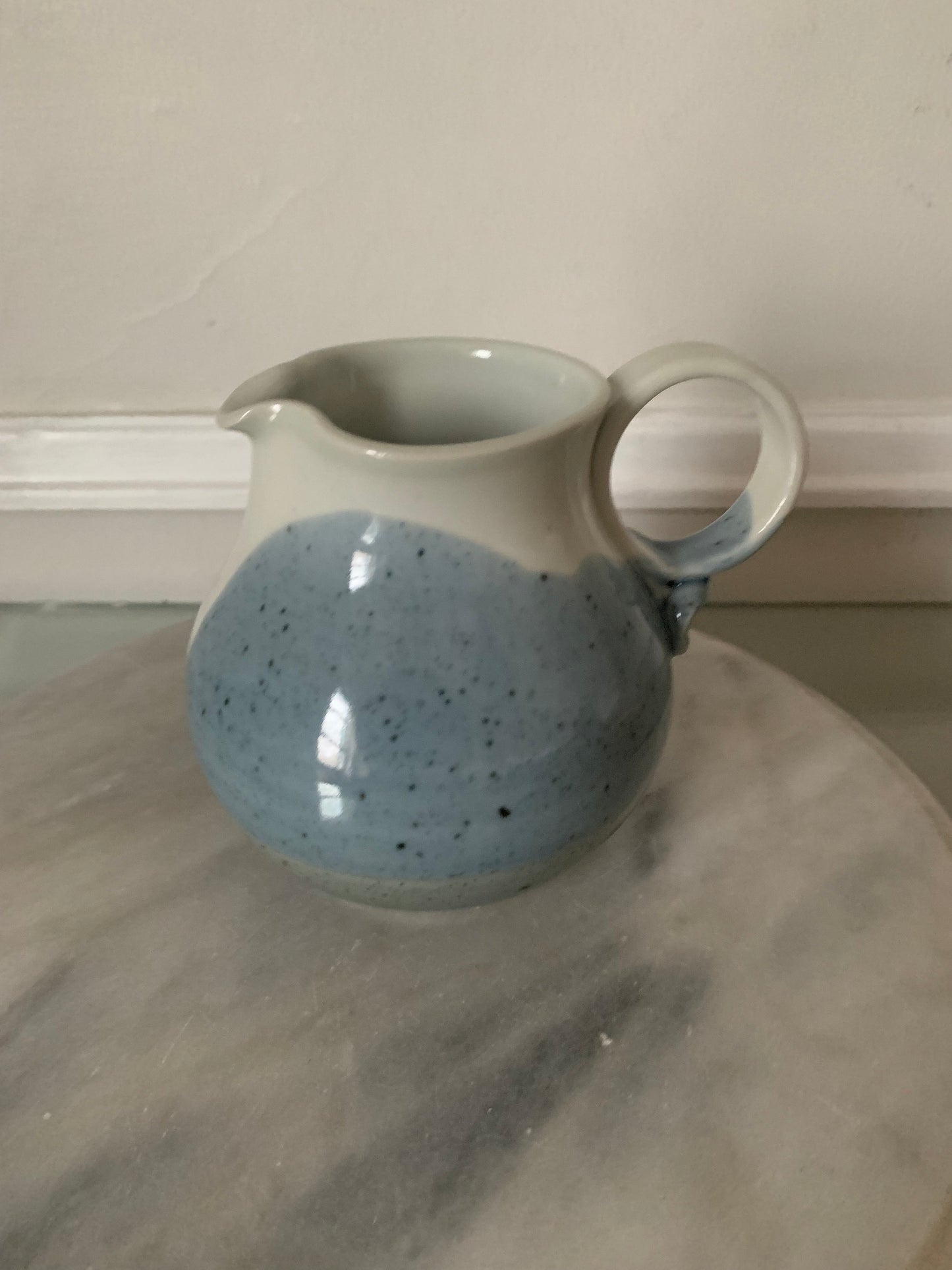 Handmade Blue & White Speckled Pottery Jug