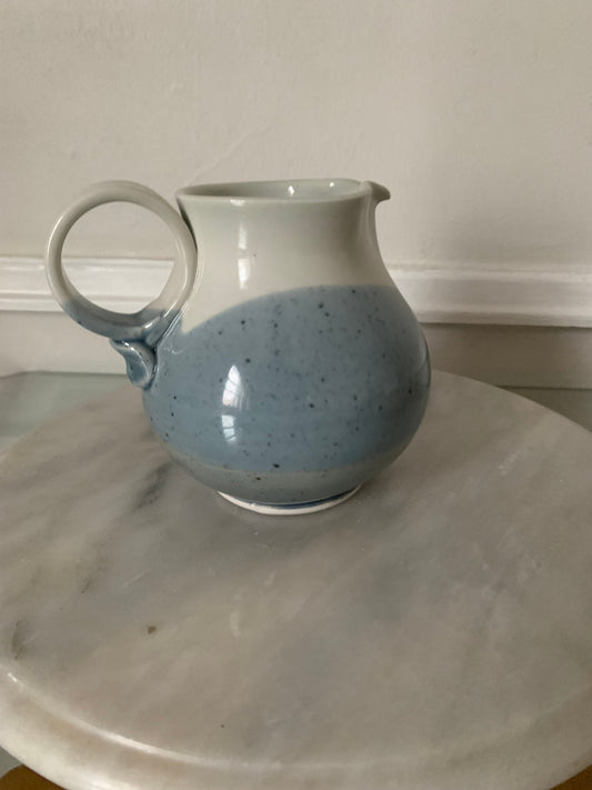 Handmade Blue & White Speckled Pottery Jug