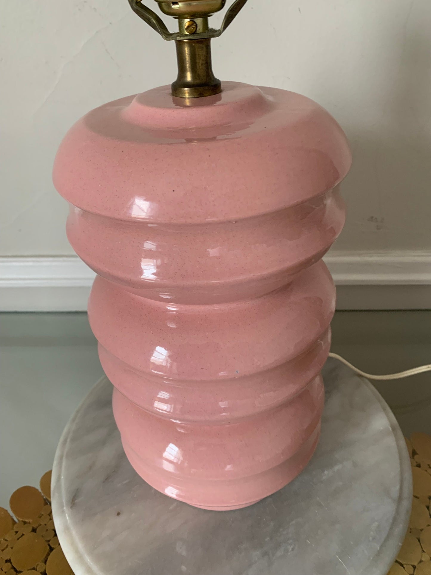 MCM Pink Ceramic Table Lamp No Shade