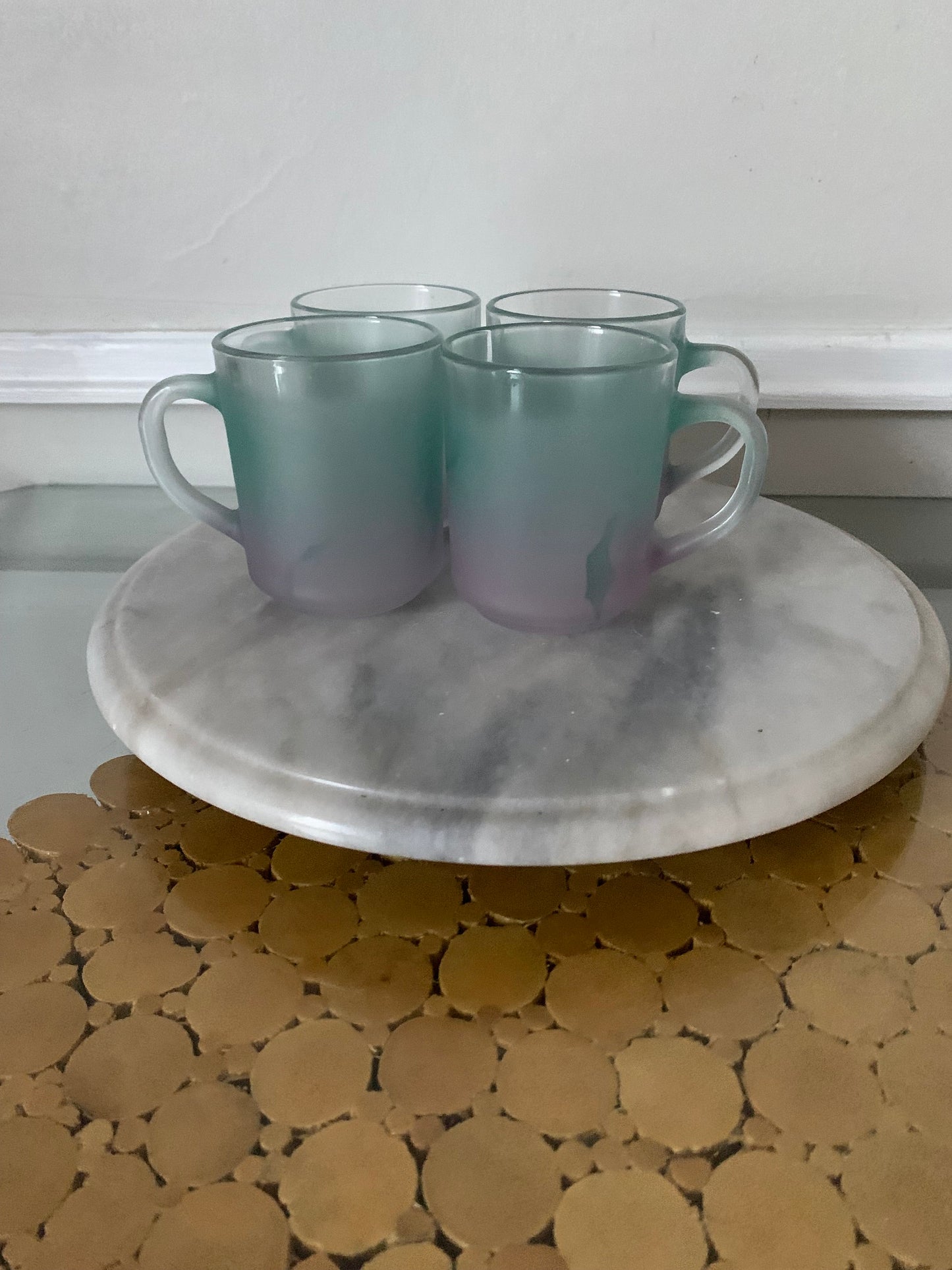 Set of 4 Frosted Chevrier Pettigrew Val -Morin  Quebec Glasses