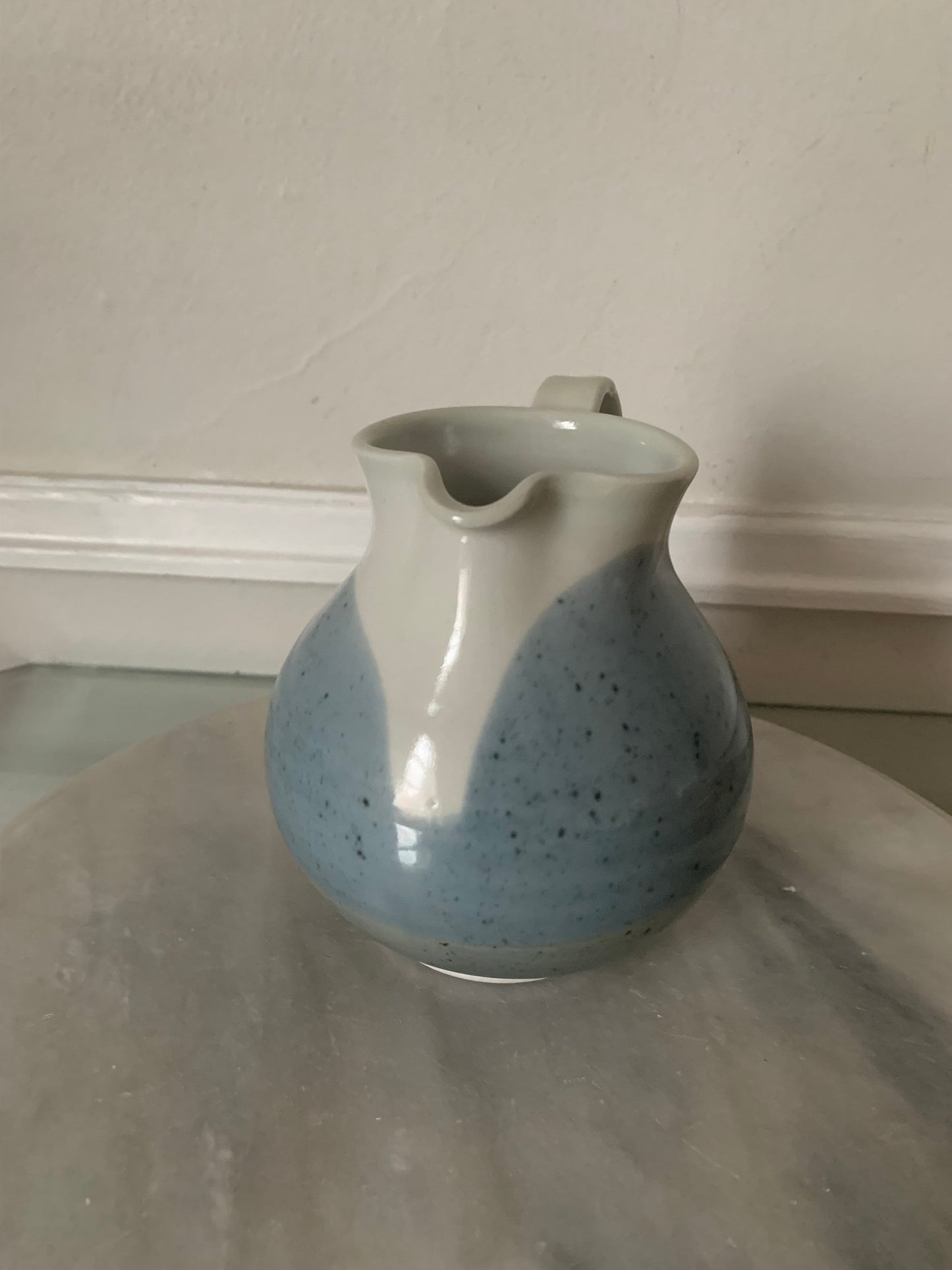 Handmade Blue & White Speckled Pottery Jug