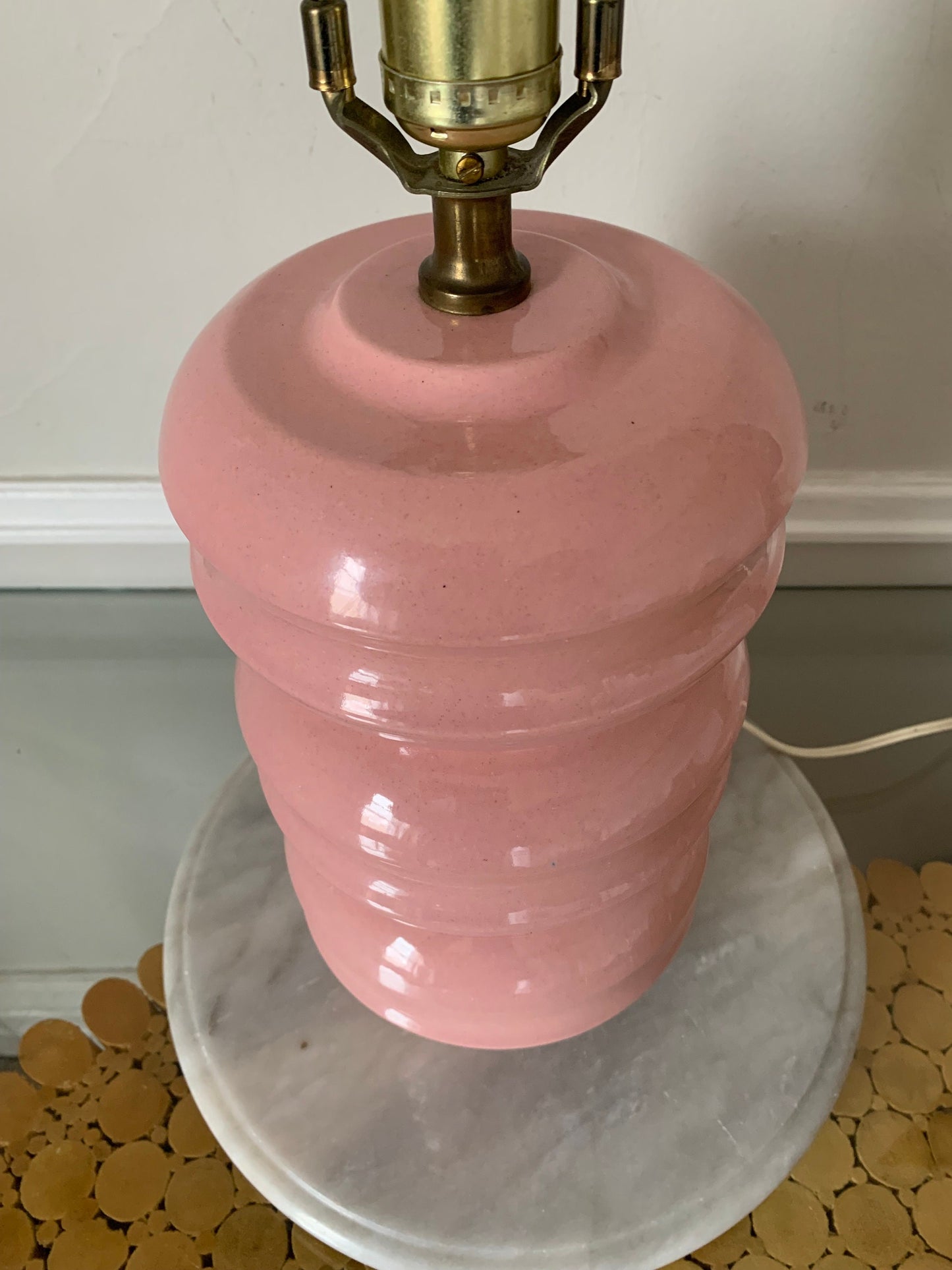 MCM Pink Ceramic Table Lamp No Shade