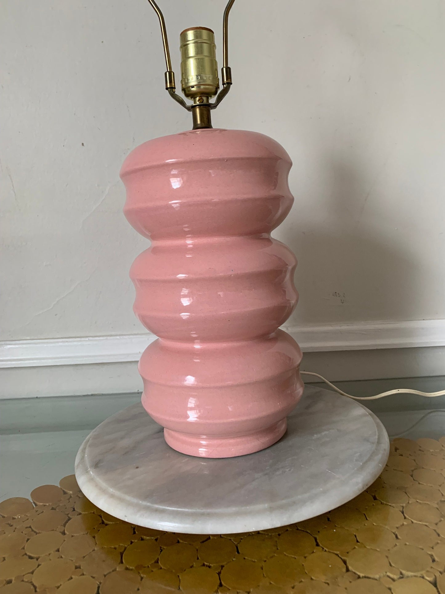 MCM Pink Ceramic Table Lamp No Shade