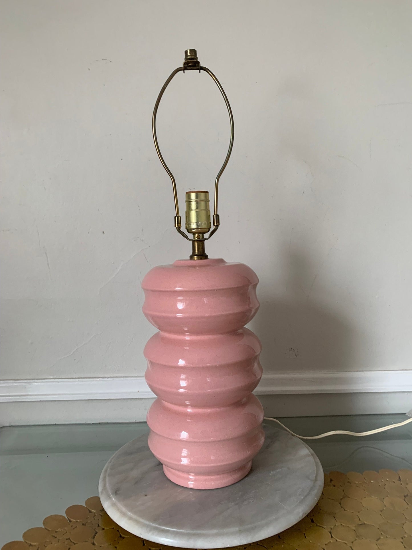 MCM Pink Ceramic Table Lamp No Shade