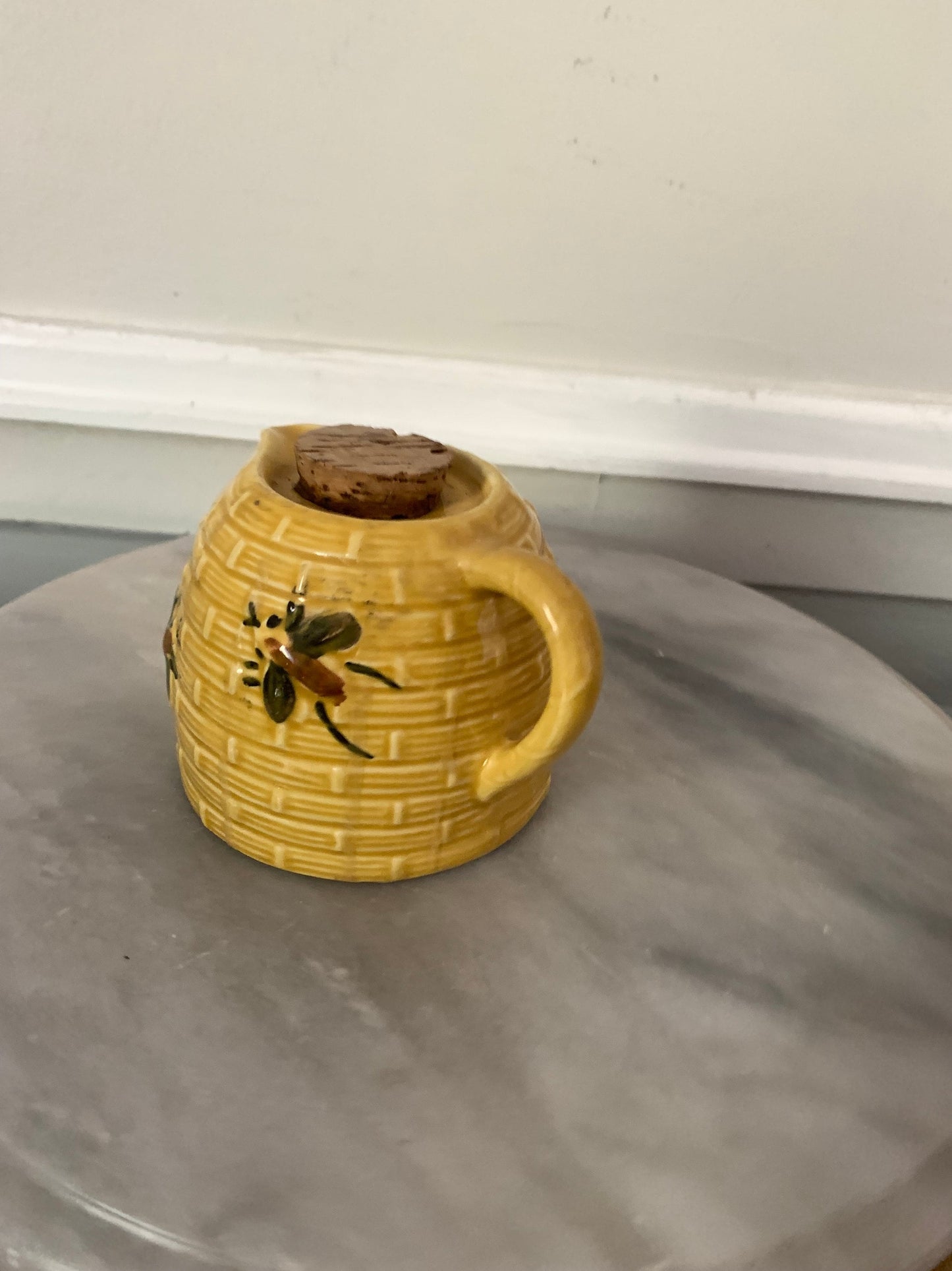Vintage 1970s Ceramic Honey Bee Syrup Container
