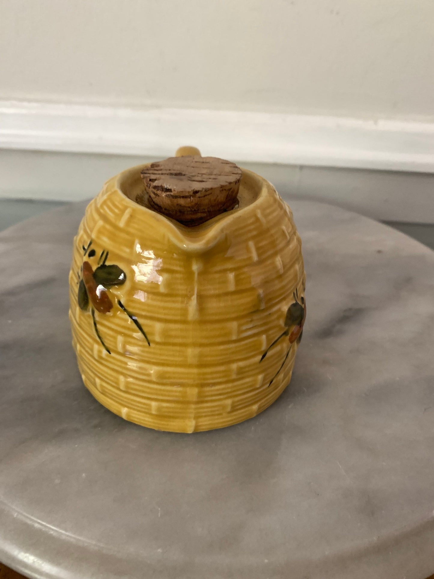 Vintage 1970s Ceramic Honey Bee Syrup Container