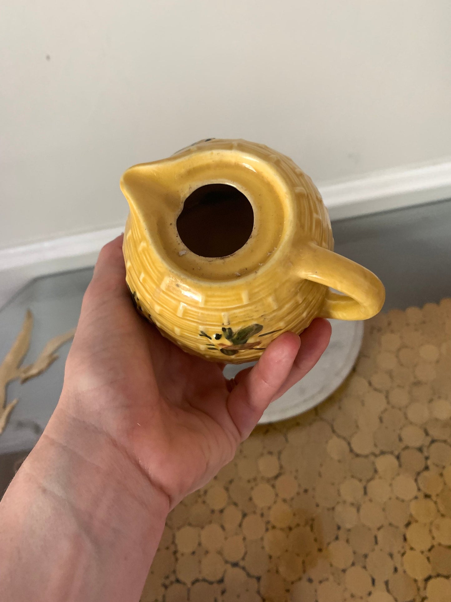 Vintage 1970s Ceramic Honey Bee Syrup Container