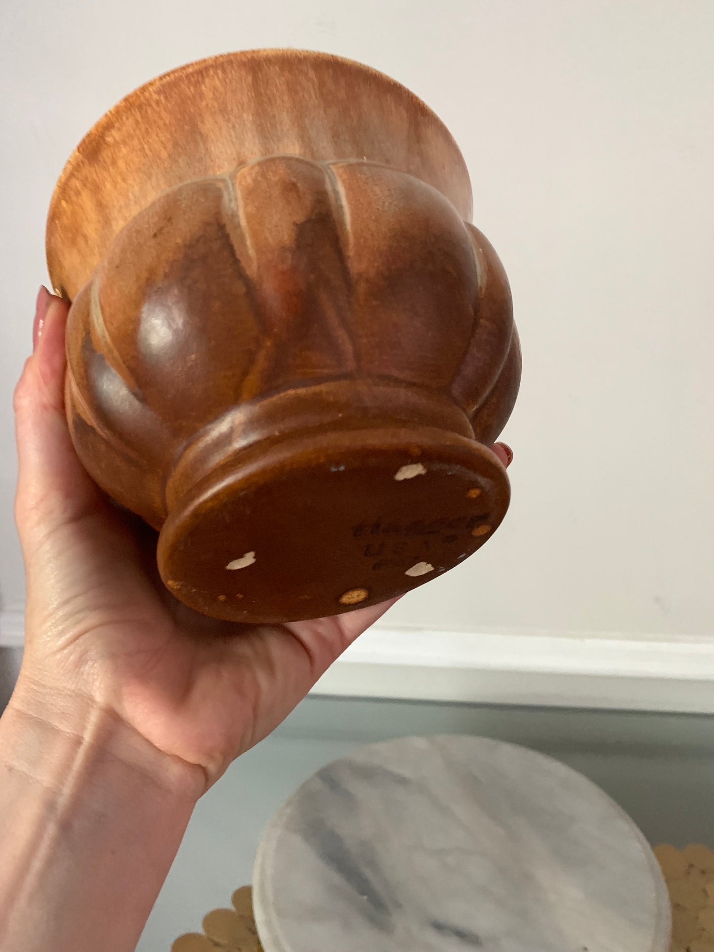 MCM Small Orange Brown Haegar Ceramic Planter