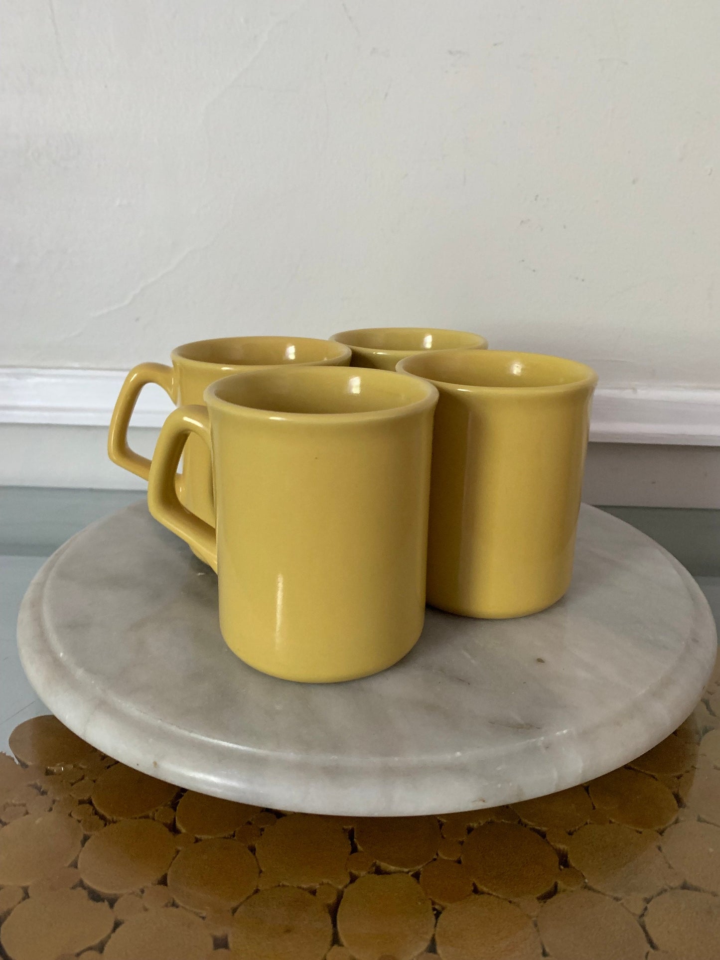 Set of 4 Retro Deep Yellow Mugs