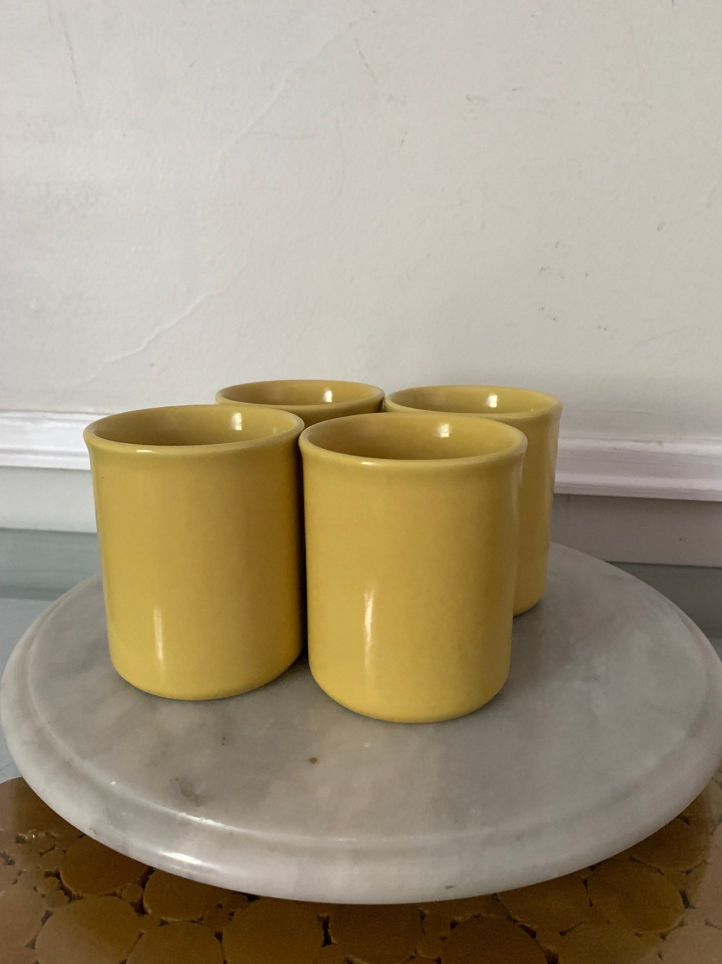 Set of 4 Retro Deep Yellow Mugs