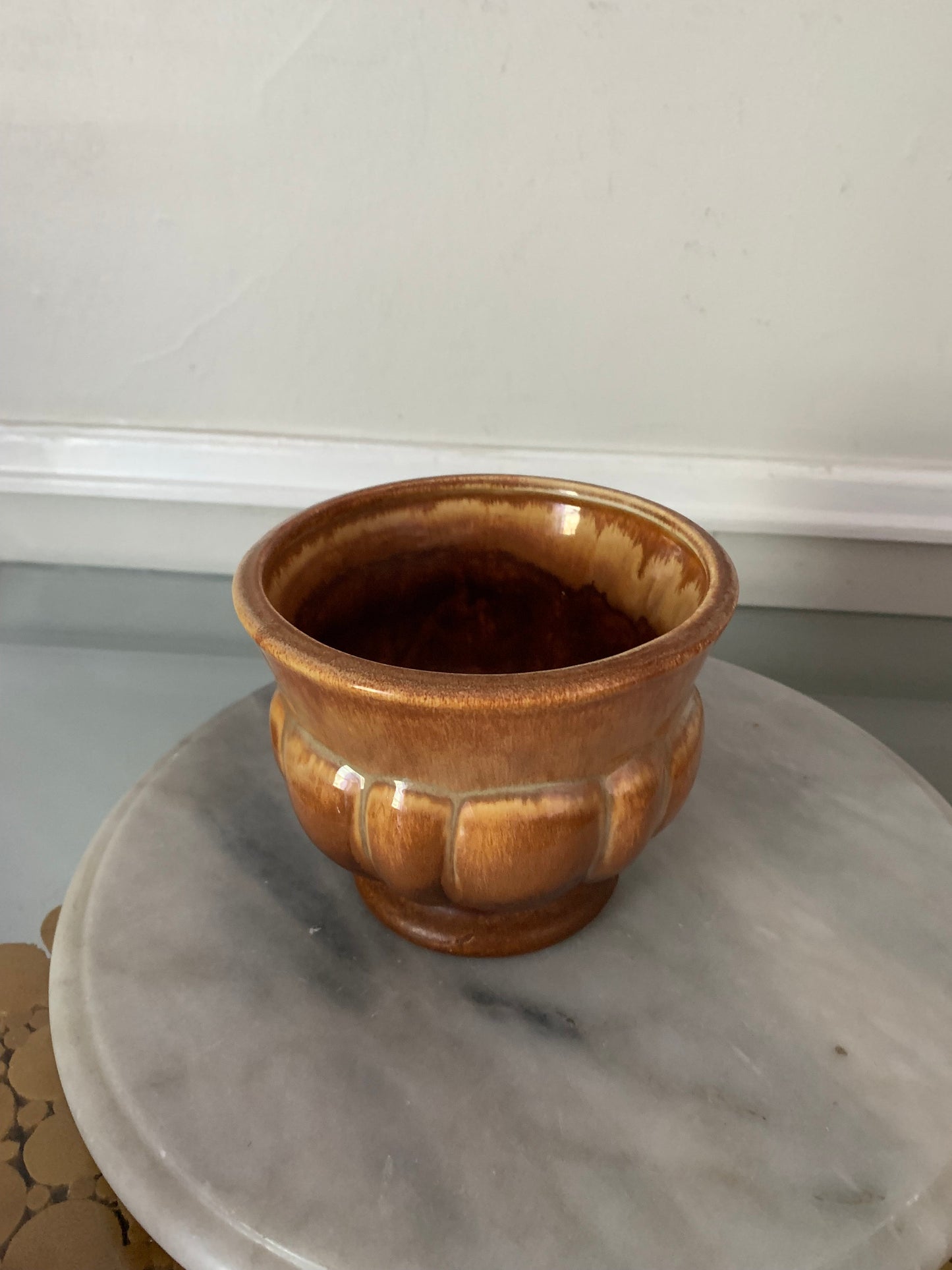 MCM Small Orange Brown Haegar Ceramic Planter