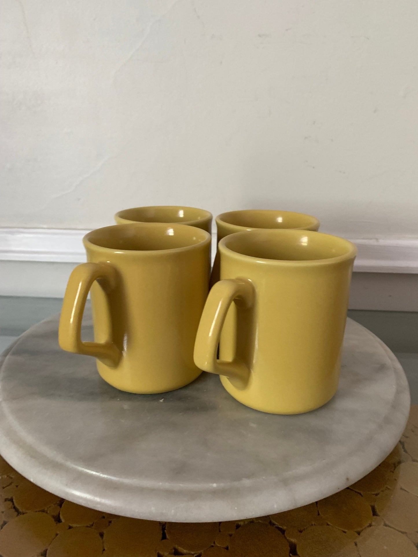 Set of 4 Retro Deep Yellow Mugs