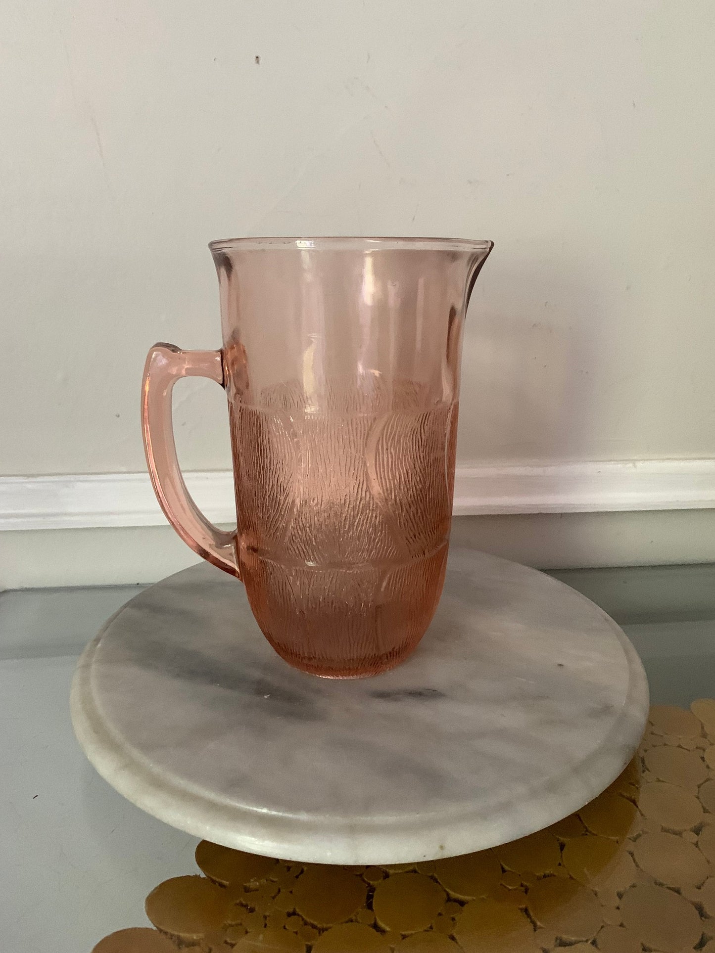 Small Retro Arocoroc Luminarc Textured Bright Pink Glass Pitcher