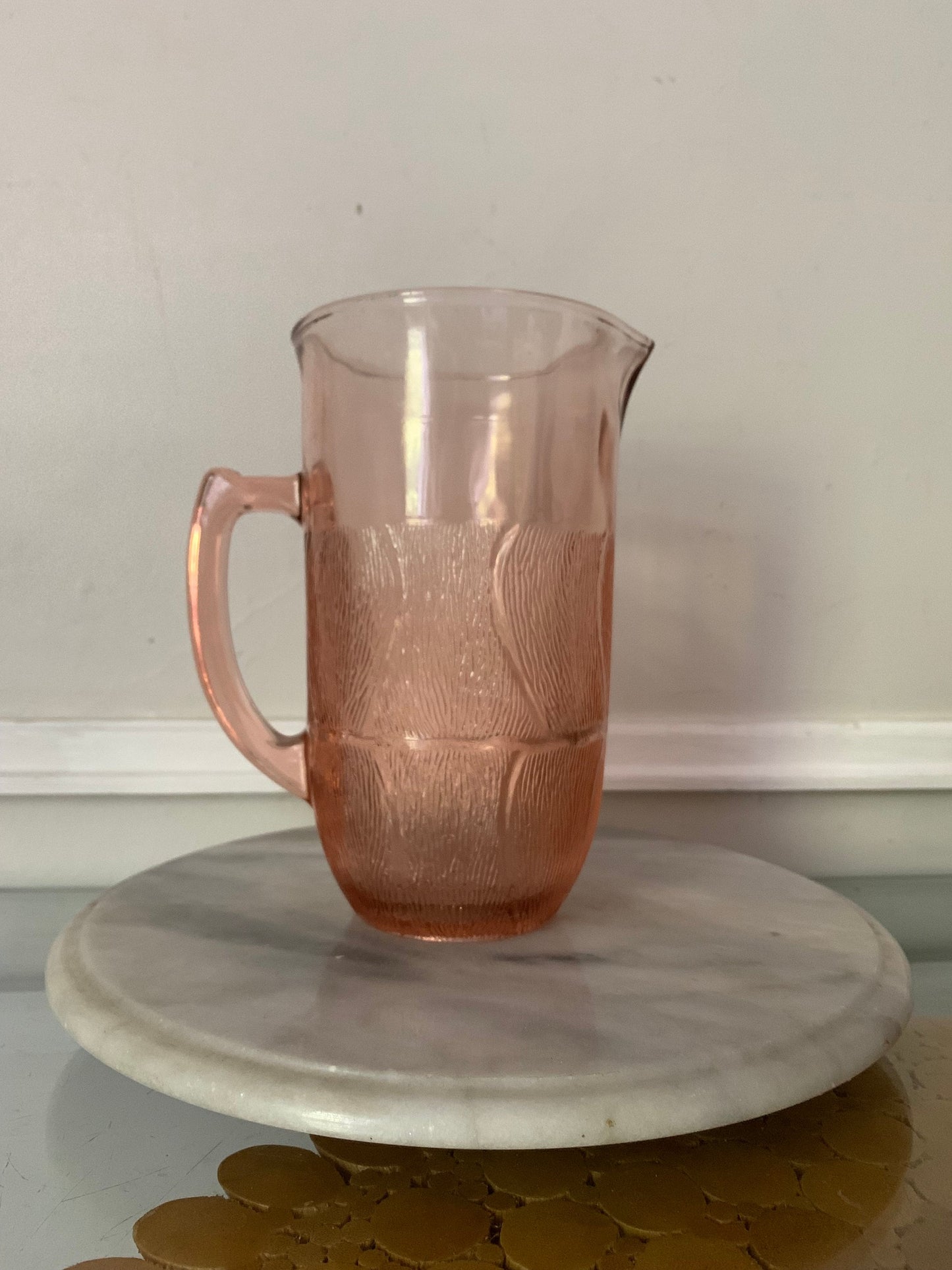 Small Retro Arocoroc Luminarc Textured Bright Pink Glass Pitcher