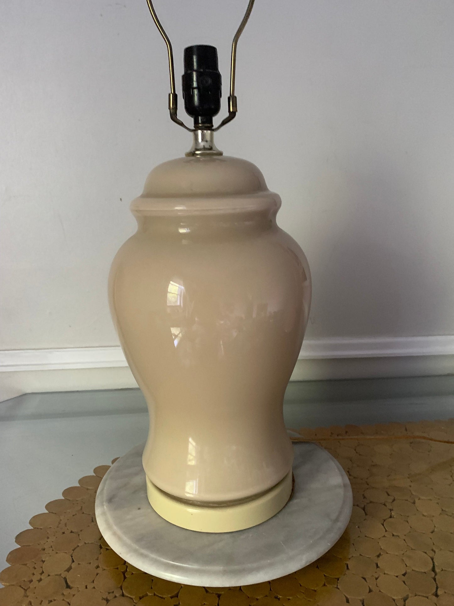 Retro Cream Lumiray Glass Ginger Jar Table Lamp No Shade