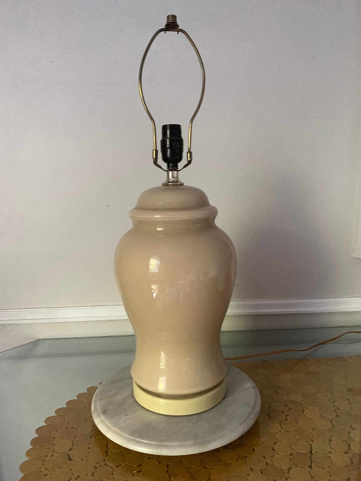 Retro Cream Lumiray Glass Ginger Jar Table Lamp No Shade