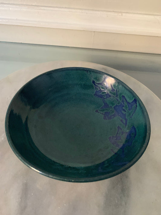 Small Handmade Teal & Blue Pottery Dish