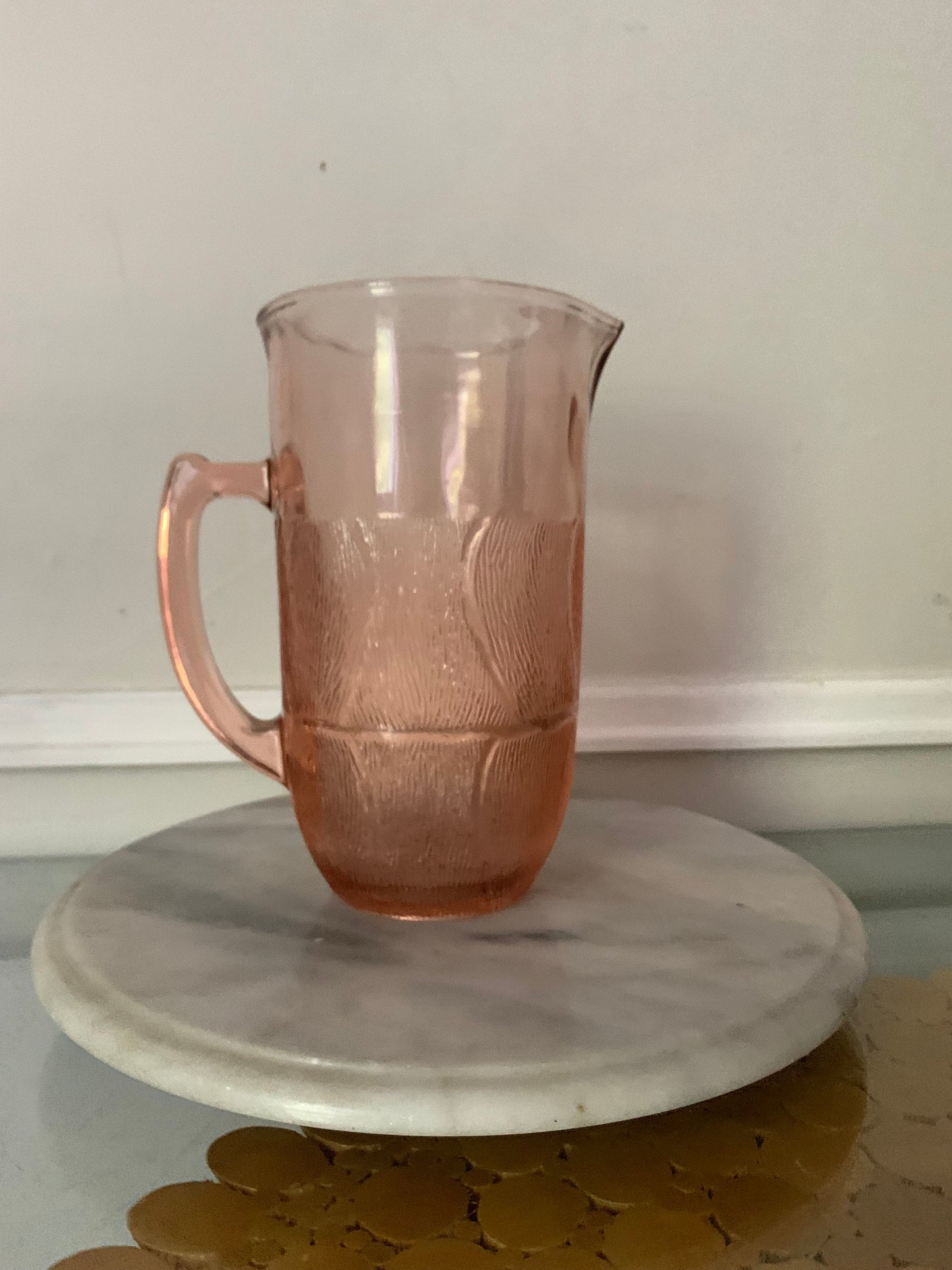 Small Retro Arocoroc Luminarc Textured Bright Pink Glass Pitcher