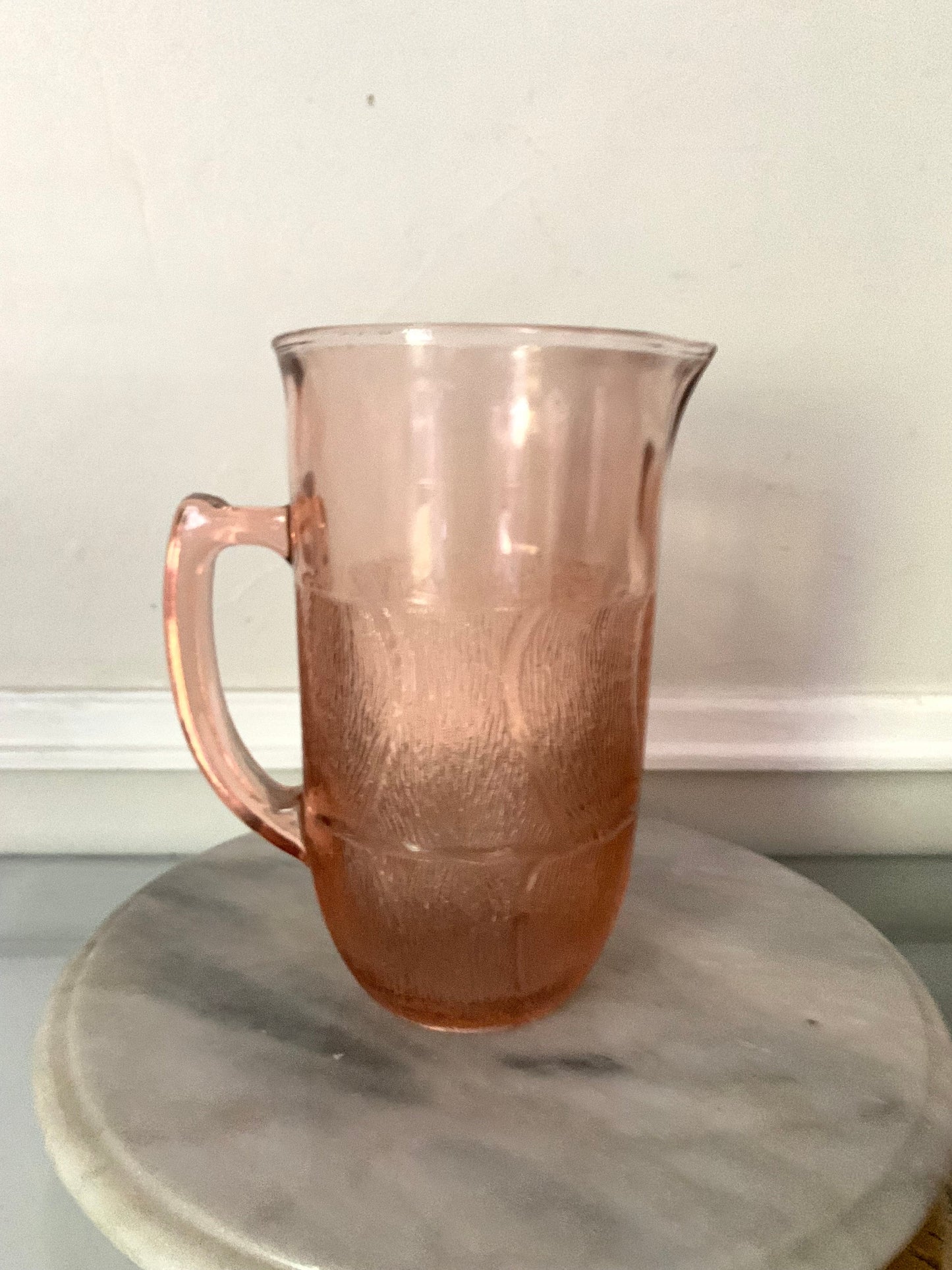 Small Retro Arocoroc Luminarc Textured Bright Pink Glass Pitcher