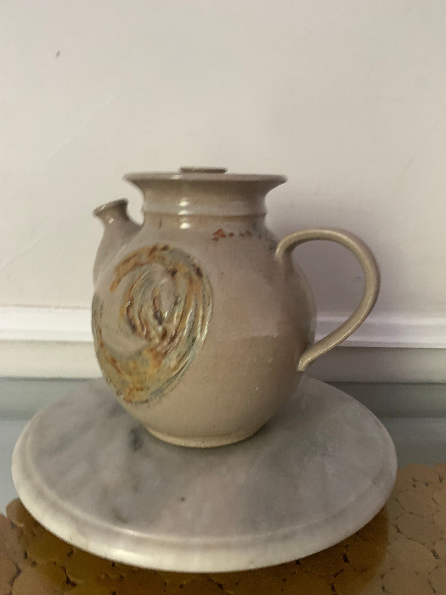 Large Handmade Vintage Pottery Teapot