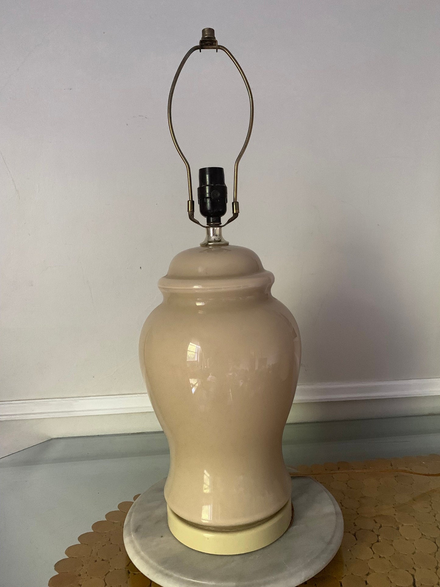 Retro Cream Lumiray Glass Ginger Jar Table Lamp No Shade