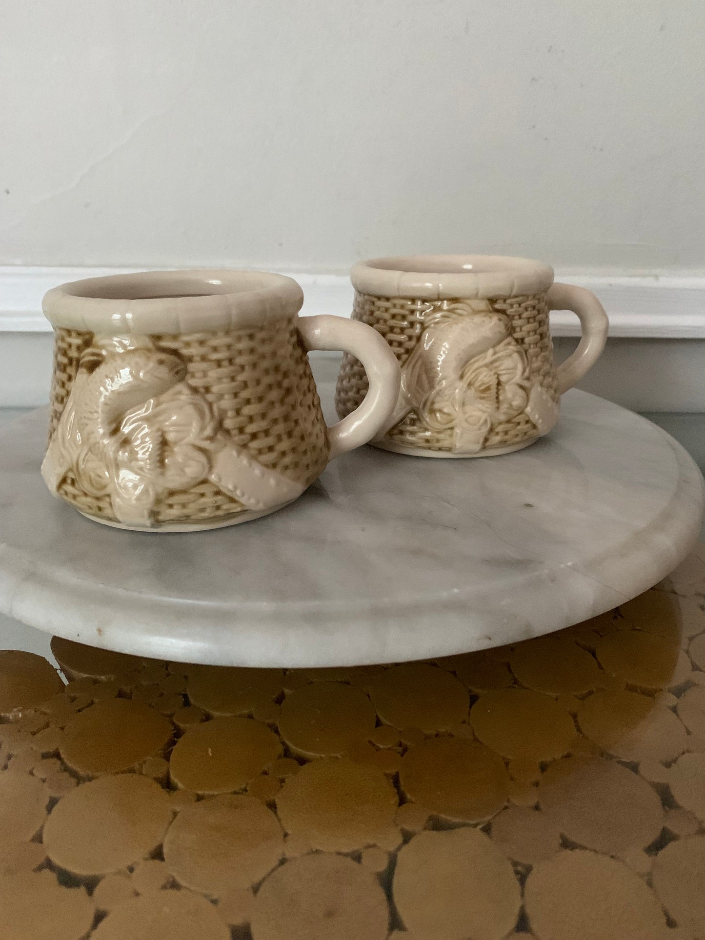 Pair of Retro Ceramic Koi Mugs