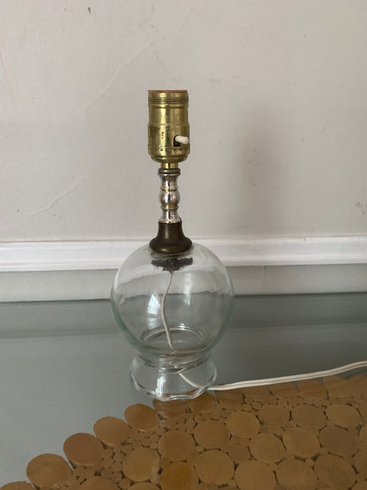 Small Vintage Clear Glass Table Lamp No Shade