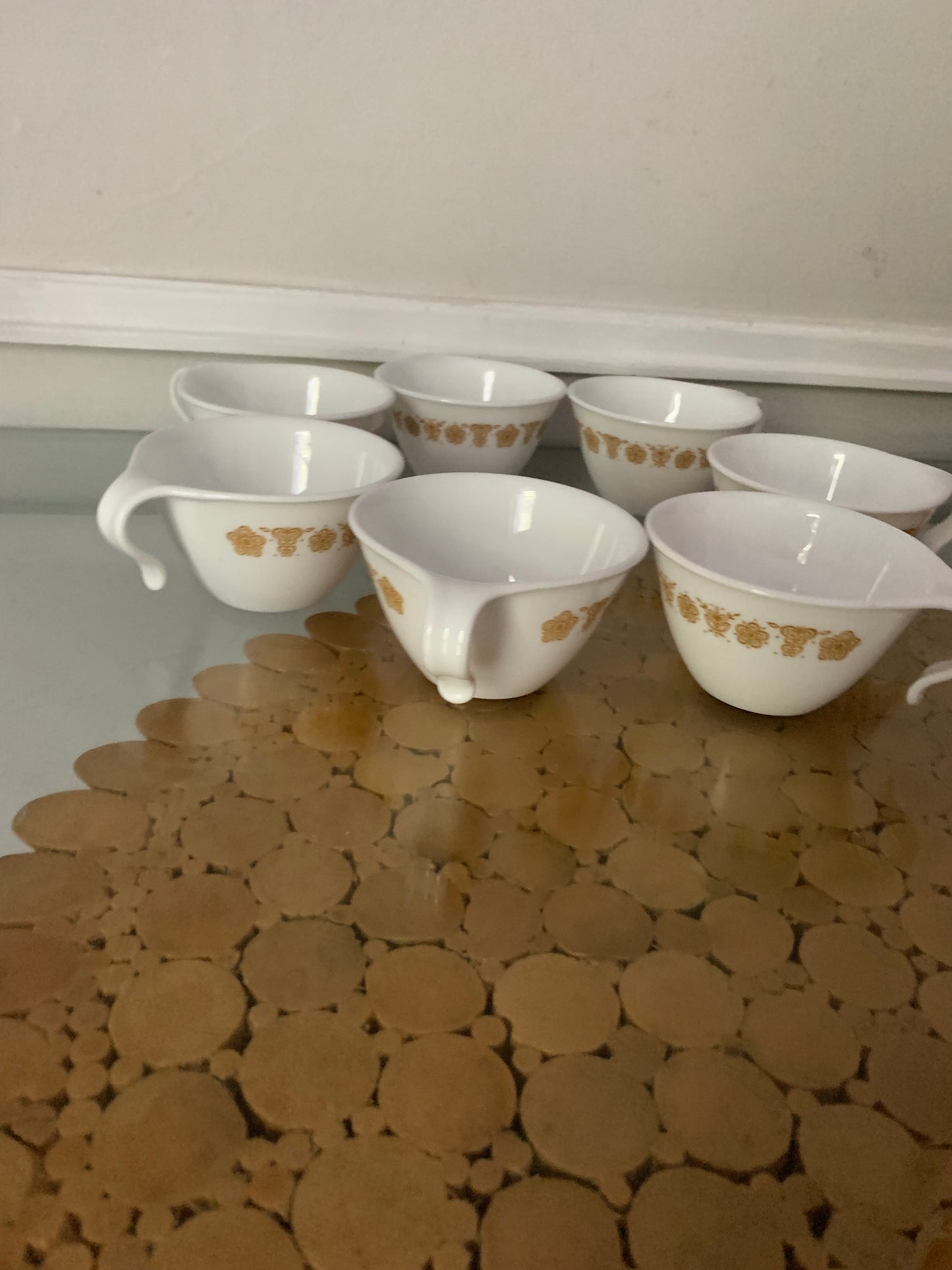 Retro Corelle|Corning Golden Butterfly Mug Set of 7 Made in USA