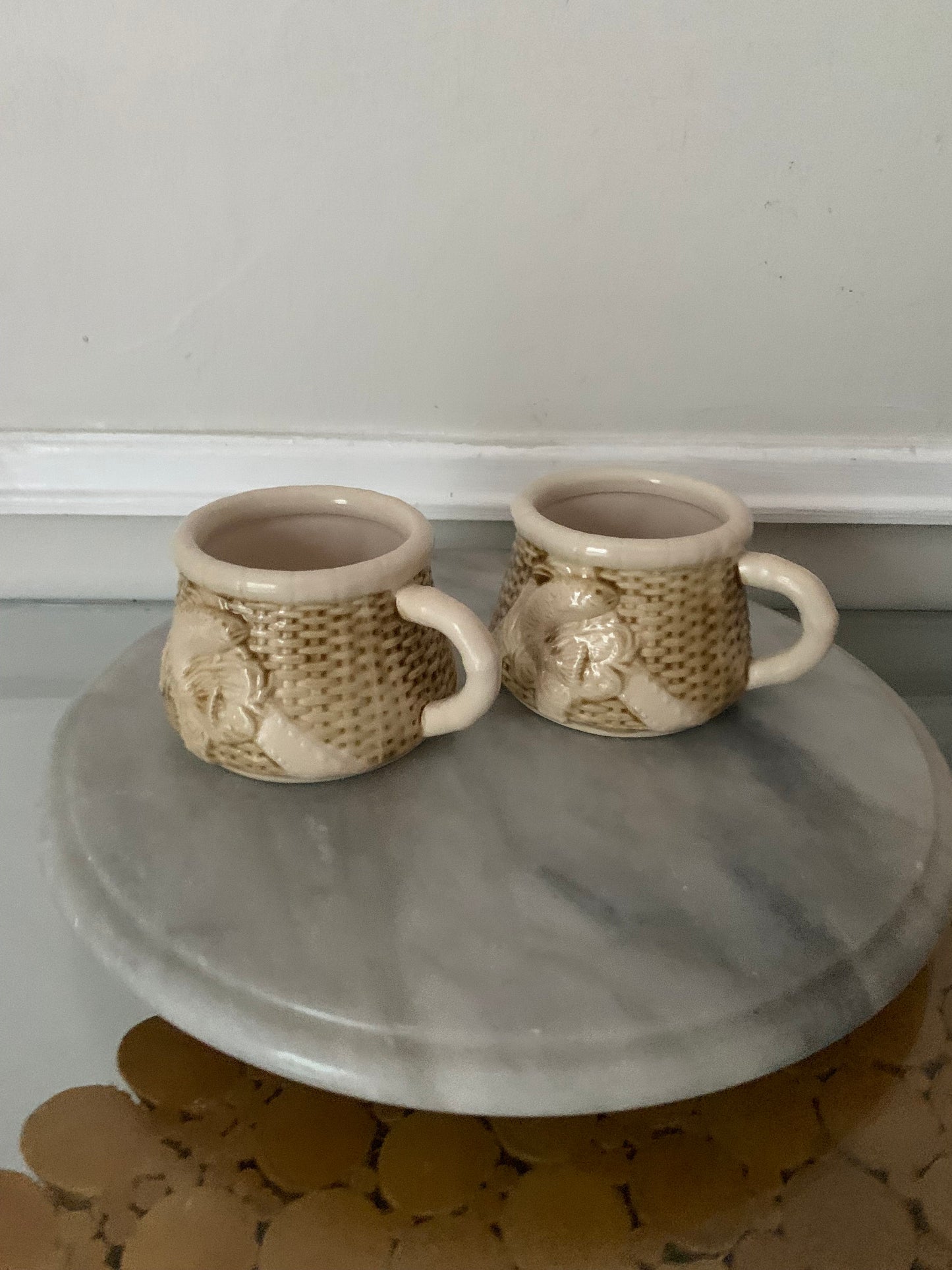 Pair of Retro Ceramic Koi Mugs