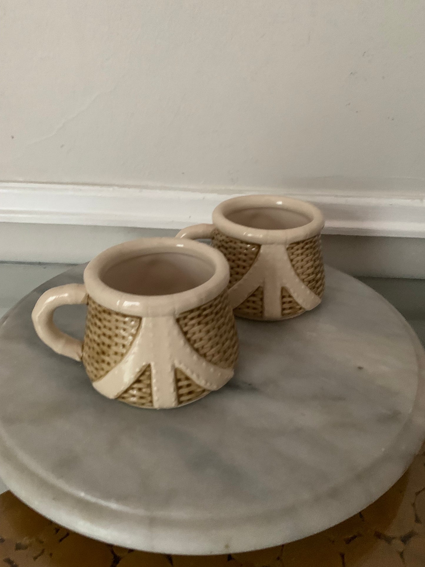 Pair of Retro Ceramic Koi Mugs