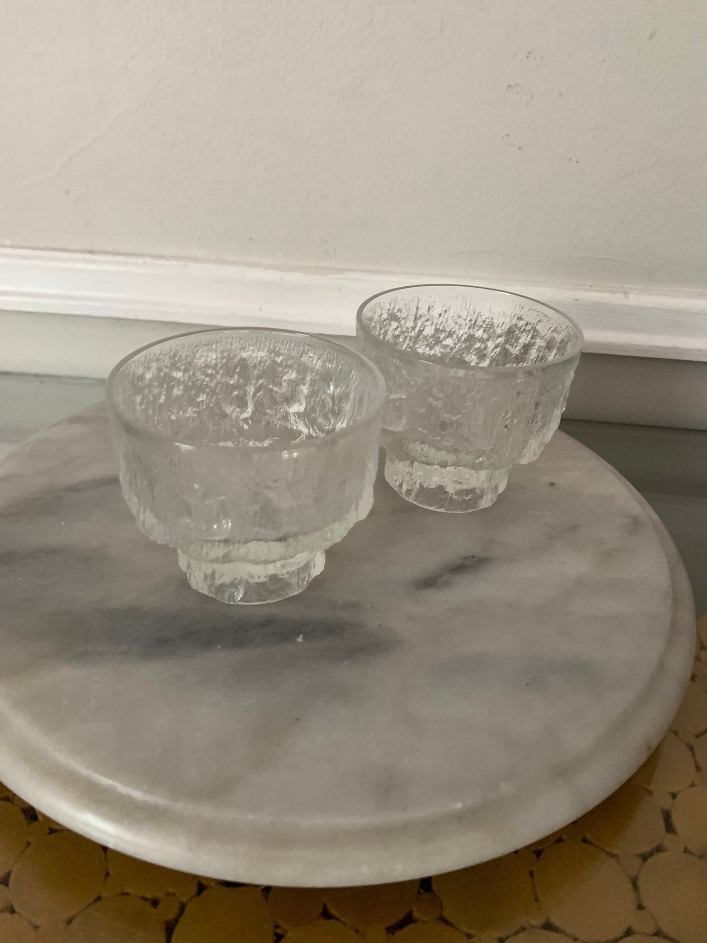 Pair of MCM Hoya Bark Glass Dessert Cups Made in Japan