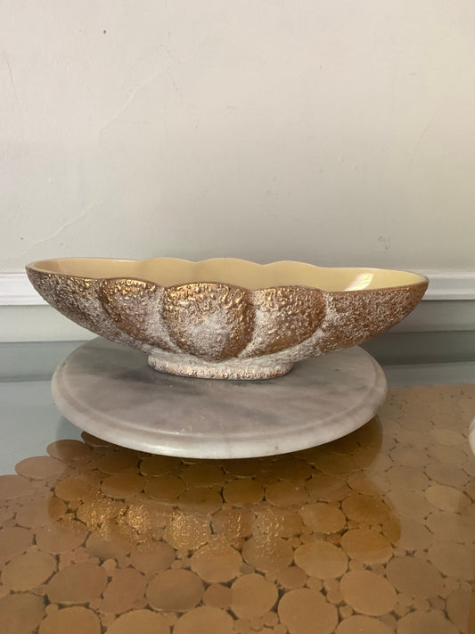 Vintage Cream and Gold Ceramic Dish Made in Japan